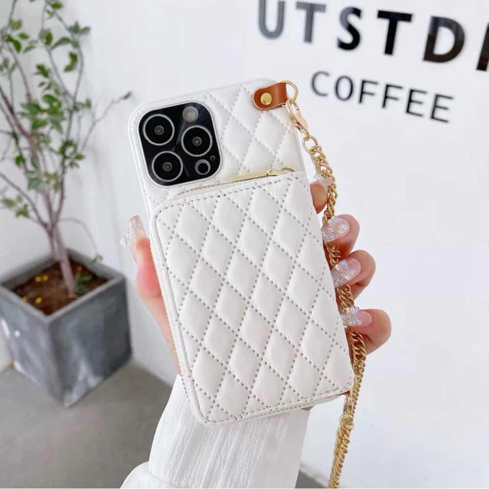 iPhone Case with Crossbody Adjustable Strap in White Color